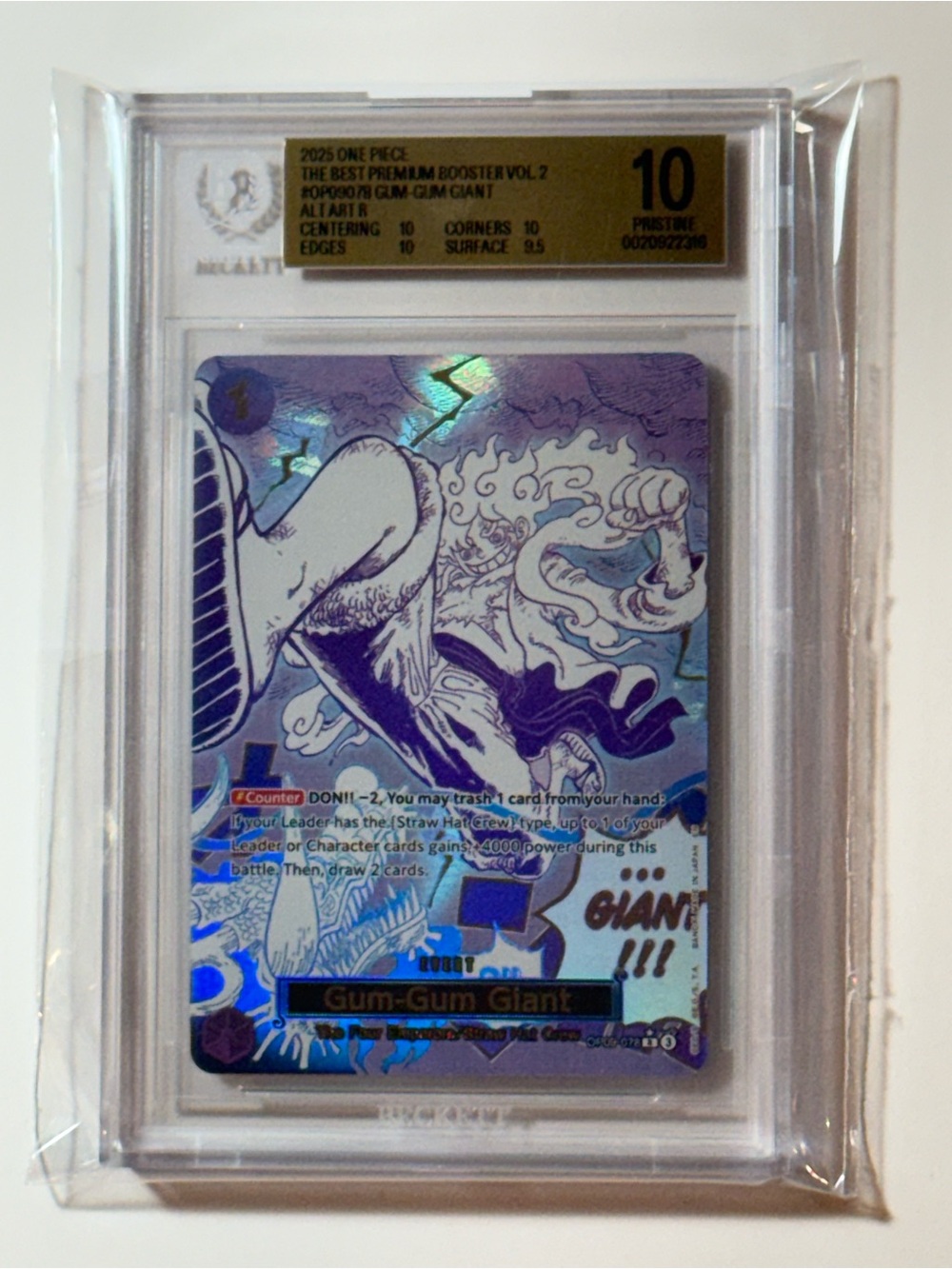 2025 One Piece Best Premium Booster Vol.2 Gum-Gum Giant BGS 10 PRISTINE